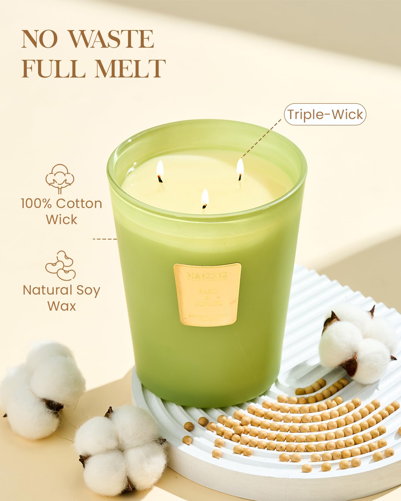 M&SENSE Vela aromática con aroma a albahaca y jengibre