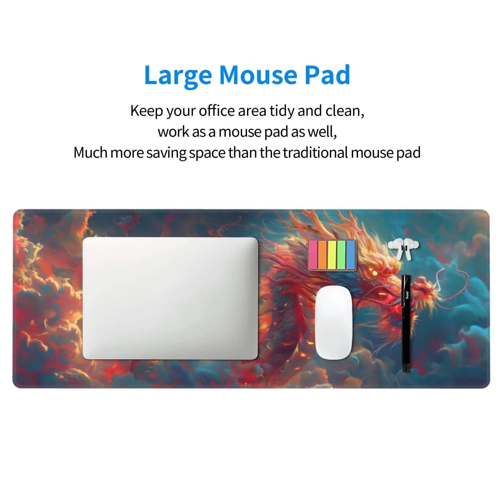 Tappetino Mouse, Tappetino Mouse Gaming Grande XXL 1500x800x3mm Tappetino Scrivania Mouse Pad, Base in Gomma Antiscivolo, Bordi Cuciti,Lavabile, Mousepad per Ufficio e Gaming (Loong) R-449