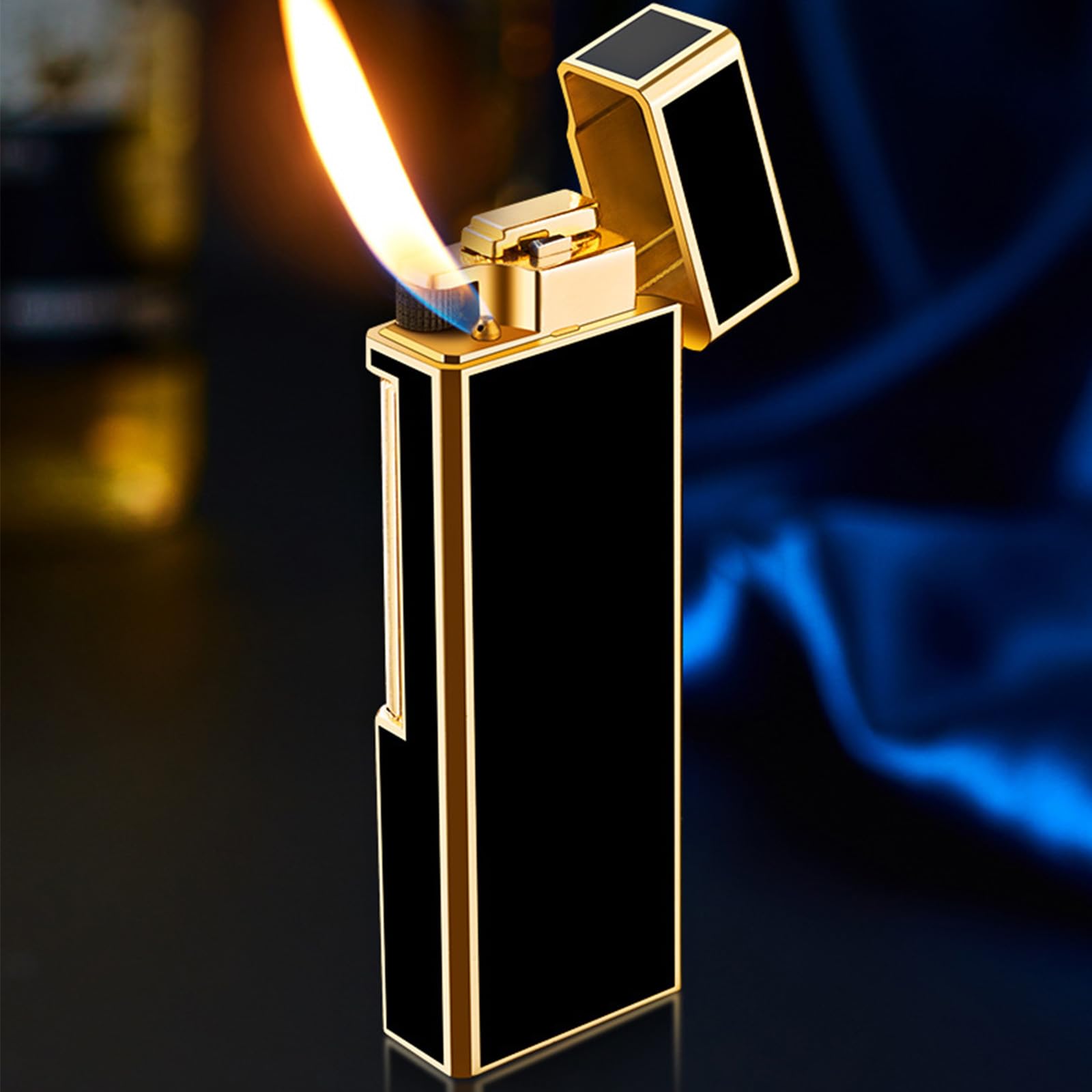 Metalen butaan aansteker, gasgevulde zij-schuif aansteker, vintage zachte vlam winddichte aansteker, cadeau for mannen(C
