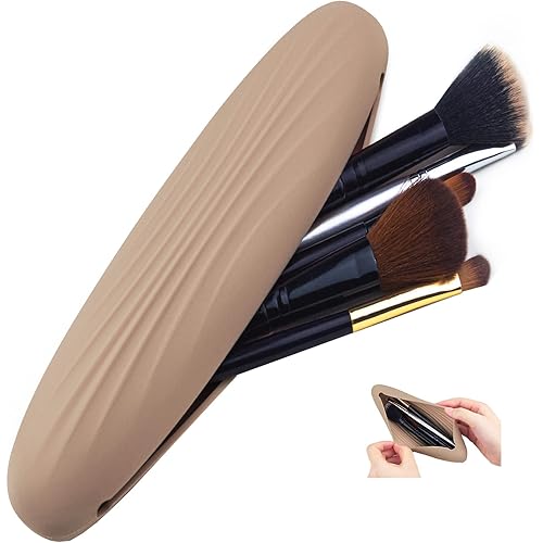 Gridspace Travel Makeup Brush Holder New Silicone Makeup Brush Case - Portable Cosmetic Face Brushes Organizer -Soft and Fashion Makeup Brush Holder