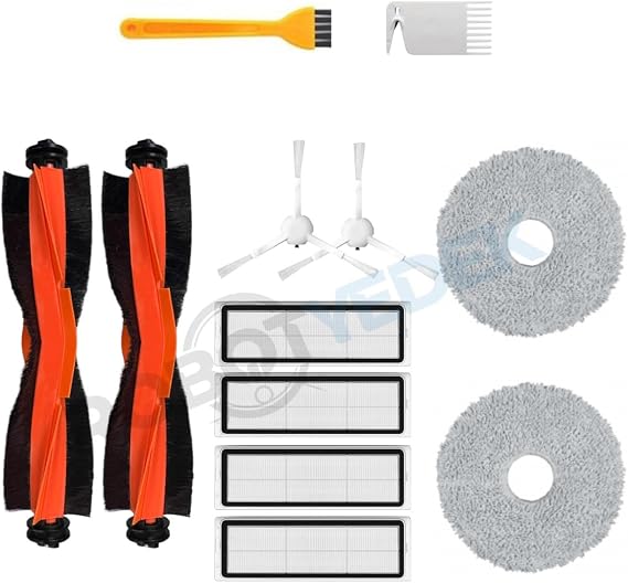 robotbedek, X10 Plus X20 Plus Xiaomi Compatible Replacement Black Brush Hepa Filter Mop Set-12 Pieces