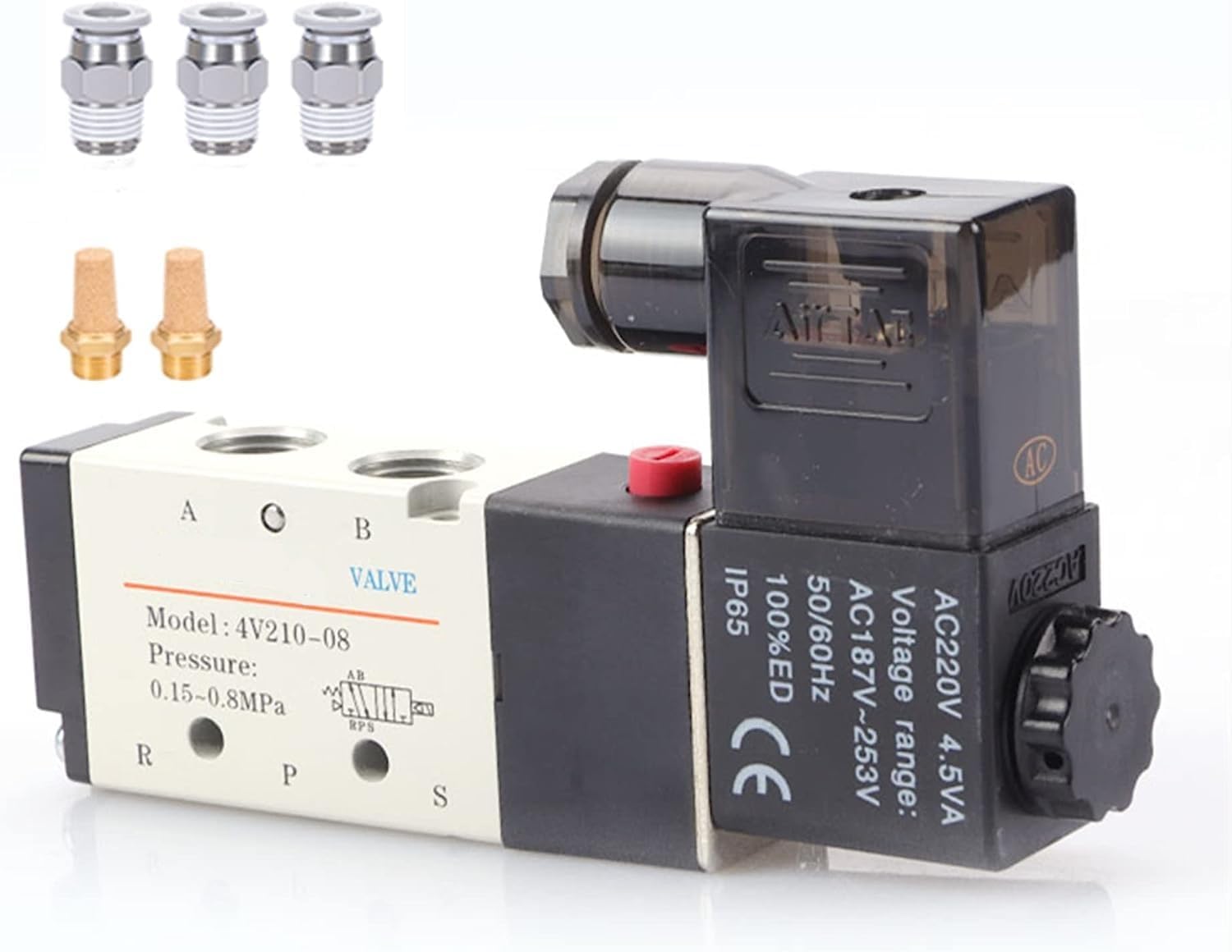 1/4" Single Sølenoid Vālve 5 Way 2 Position 220v| Single Sølenoid Valve| 220v Single Solenoid Valve| Single Solenoid Valve 1/4" 5 Port 2 Position | Coil 220V AC SOLTAIREJACO