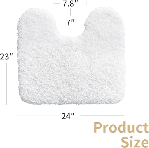 Miniatura 2 de Alfombra de inodoro en forma de U blanca de 23 x 24 pulgadas, lavable a máquina, antideslizante, tapete de contorno de felpa suave para piso de baño