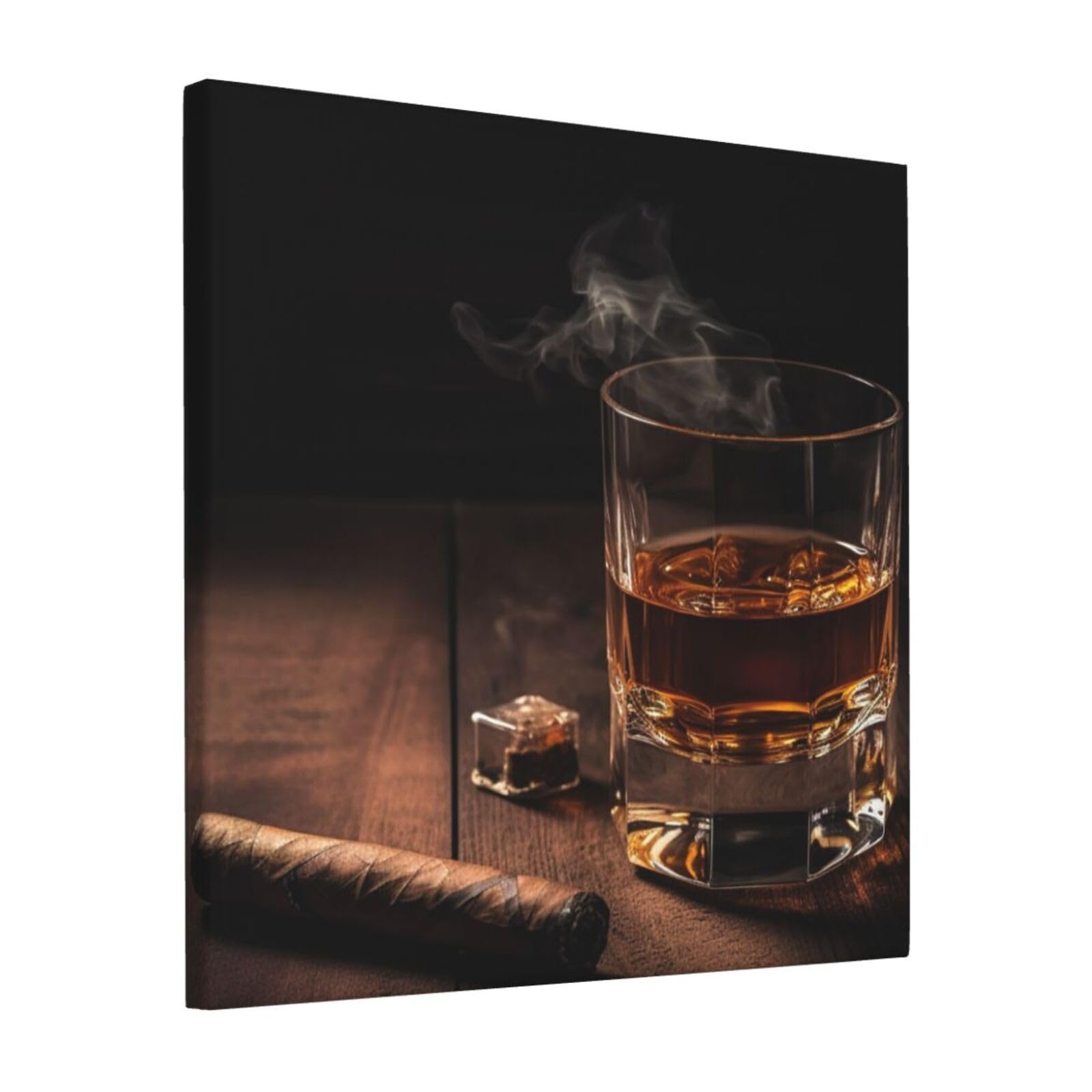KLOPH Cigar & Whiskey Canvas Wall Art for Living Room 12"x12" Modern Artwork Painting for Bathroom Hanging Canvas Prints Aesthetic Wallart for Bedroom Kitchen Office Wall Decor