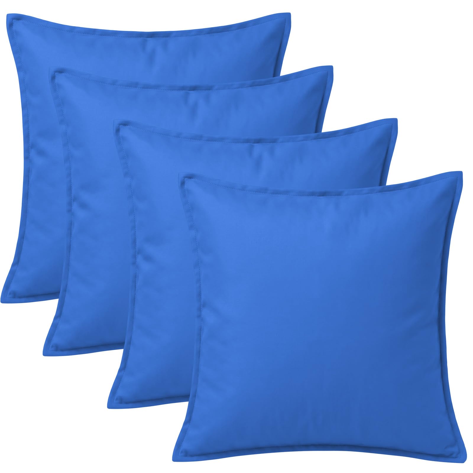 4 Pack Waterproof Outdoor Garden Scatter Cushions 60x60cm, Filled Seat Cushion Pads with Hollowfibre Filling & Invisible Zip, Decorative Throw Pillows 24"x24" for Rattan Sofa, Patio (Blue)