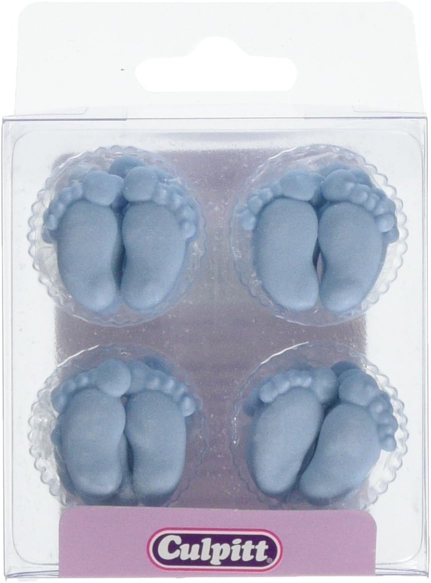 12 BLUE FEET Sugar Cake Decorations (Pipings){Cupcake Toppers}