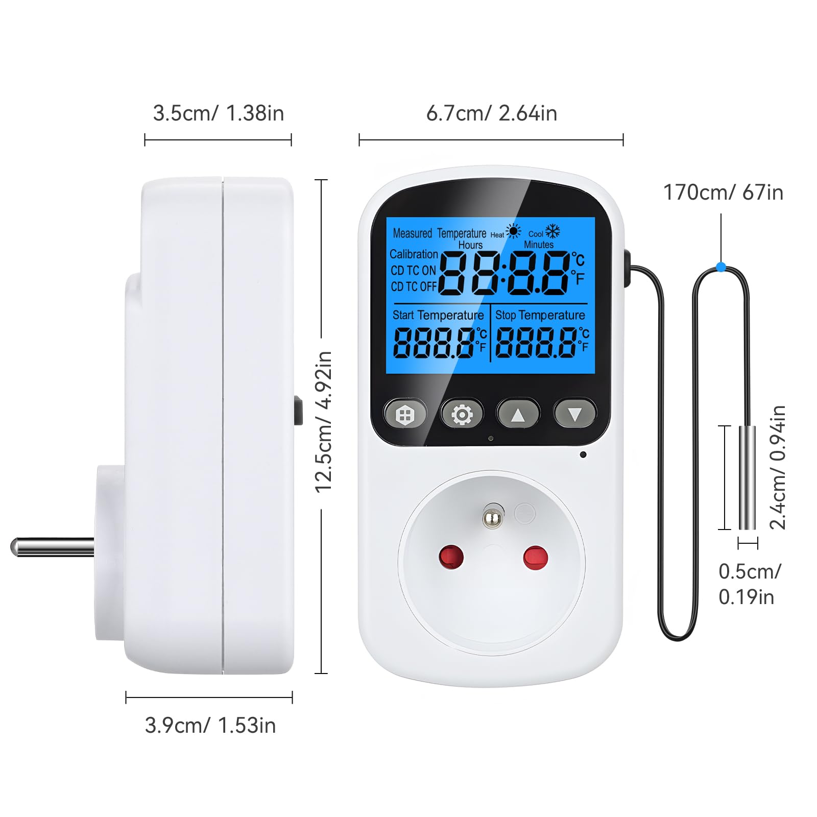 INKBIRDPLUS Prise Thermostat Numérique Contrôleur de Température avec 4 Modes EU Prise