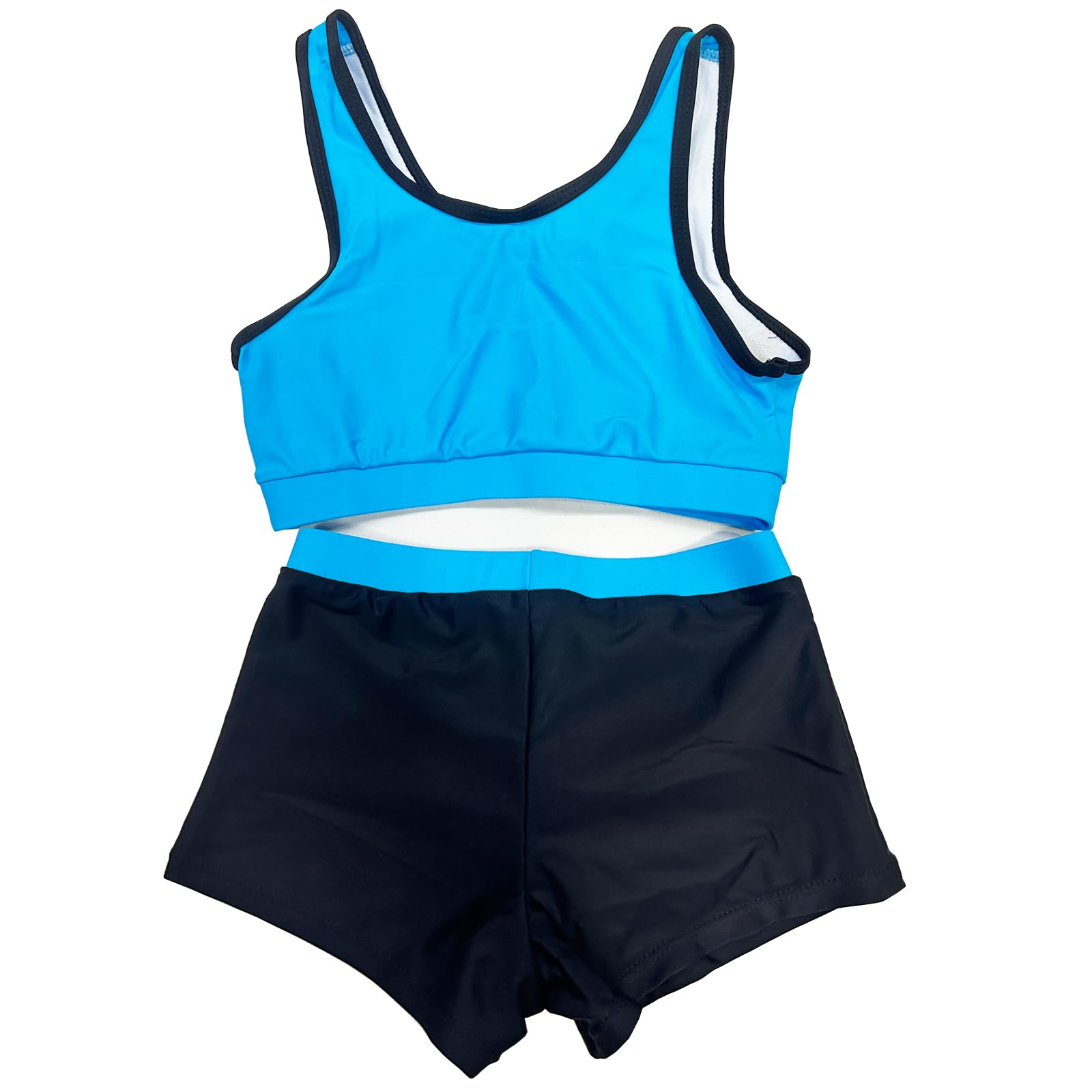 TACKTIMES 2Pcs Girls Sleeveless Crop Top with Shorts Outfit Set for Athletic Leotard Dancing Swimming Gymnastics Dancewear
