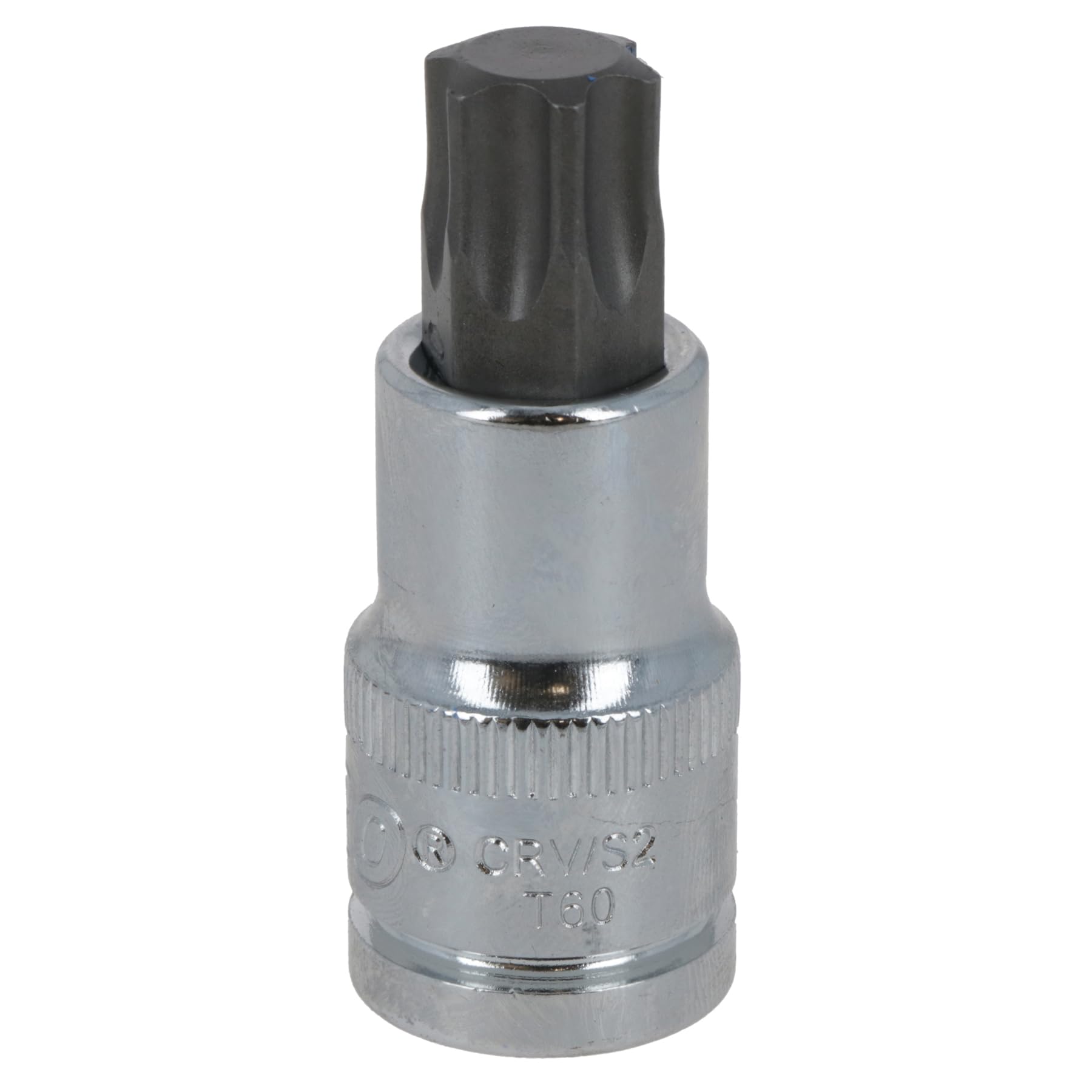 B&Q -  T60 Male Torx Bit Star Socket 1/2" Drive Standard Internal Chrome Vanadium Steel