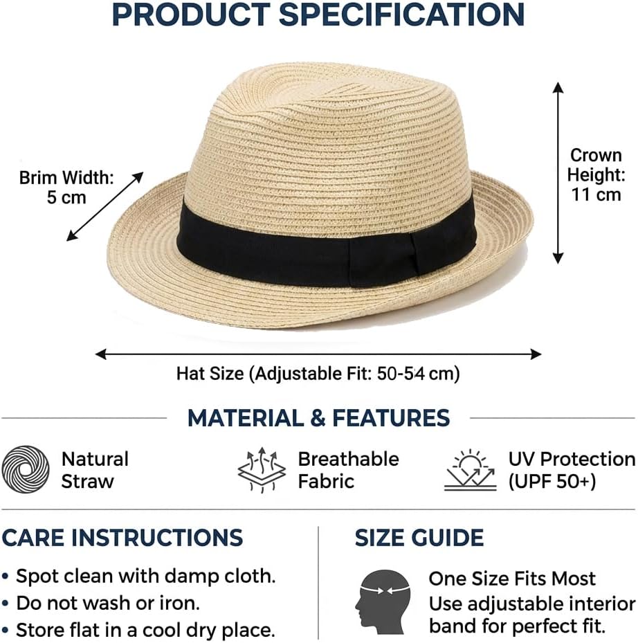 Unisex Kids Boys Girls Straw Hat Fedora Cap Jazz Hat Short Brim Sun Hat