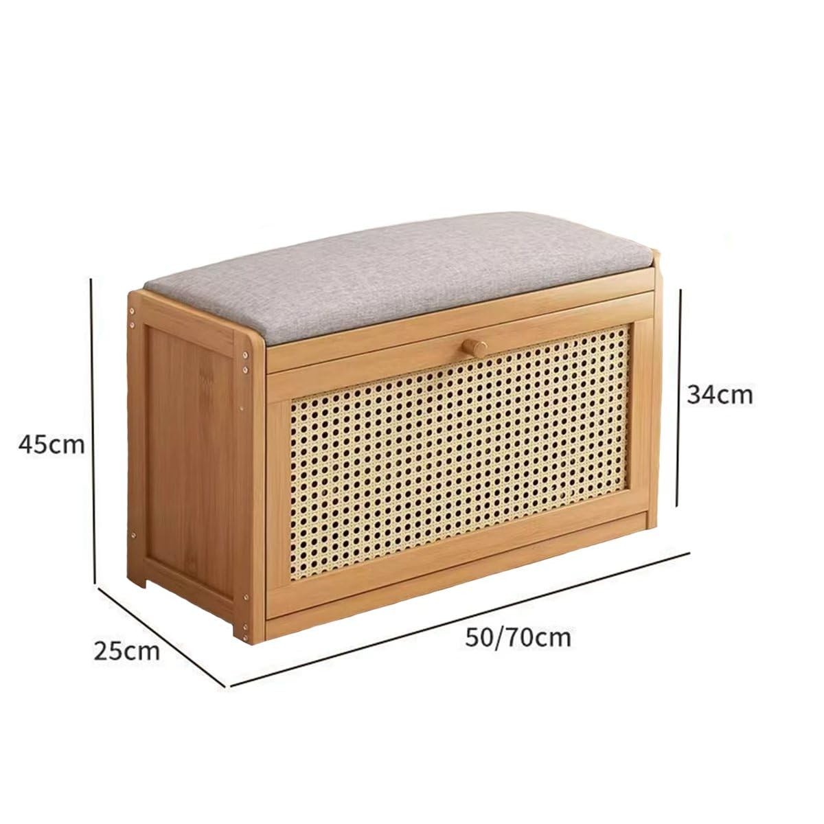 Drewniana ławka na buty z wysuwanym schowkiem, 2-poziomowy, oszczędzający miejsce stojak na buty do salonu i przedpokoju, stylowe obuwie (50 x 25 x 45 cm)
