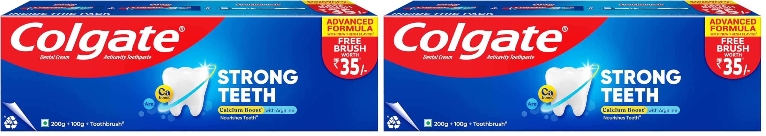 Colgate Strong Teeth Toothpaste, 300g, India's No: 1 Toothpaste Brand, Calcium-boost Tooth Paste for 2X Stronger Teeth, Whitens Teeth, Fresh Breath & Prevents cavities (Combo Pack Offer) (Pack of 2)-image-45