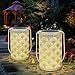 Produktbild Solarlaterne für außen, SINJIAlight Tischlaternen im Freien Wasserdichte Lampe hängen Gartenleuchten mit Griff Dekorationen für Terrasse, Garten, Weg, Hof Baum - Creme Farbe (2 Pack)