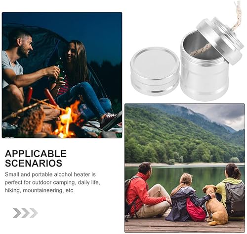 Miniatura 9 de 4pcs alcohol lámpara quemador portátil metal mini quemador de alcohol con mechas de lámpara para senderismo al aire libre mochilero