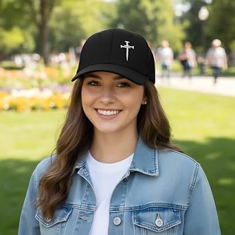 Christian Hats for Men Women with Mesh Back, 3 Nails Cross Hat for Men