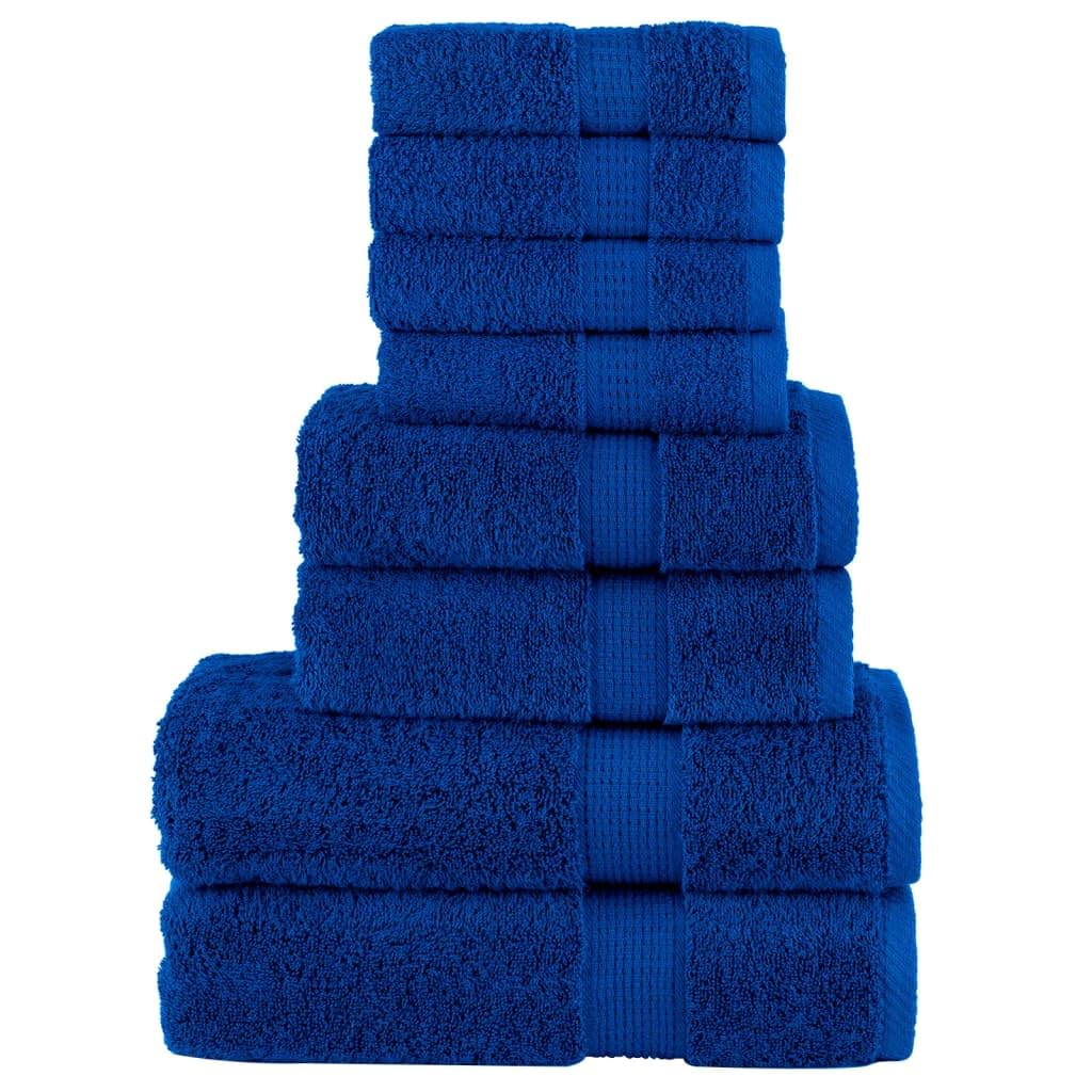 8-TLG. Premium-Handtuch-Set SOLUND Blau 600 g/m² für Bad, Dusche, Sauna, Spa, Fitness, Reise, Hotel, WC, Hand- und Körperpflege, vielseitig, saugfähig, langlebig, maschinenwaschbar