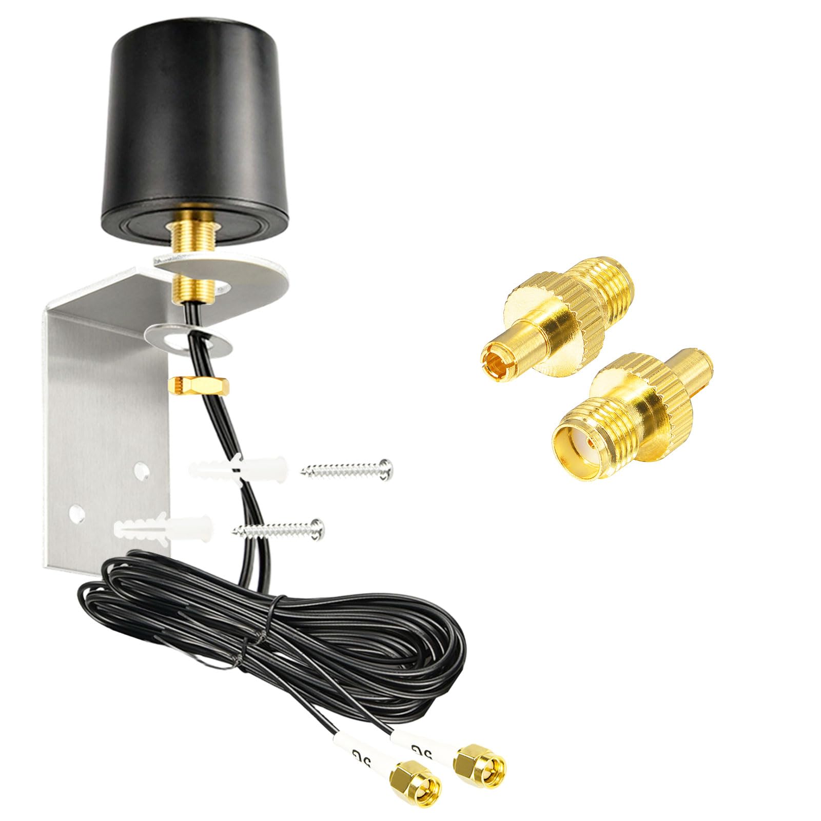 MIMO 5G LTE Antenna Outdoor 600-6000 MHz 4G 5G LTE Antenna esterna Omnidirezionale 5dBi con 5M Dual SMA maschio BMR100 cavo con adattatore SMA TS9 per router 4G/5G, WLAN, IoT e reti cellulari