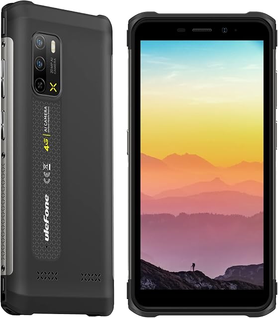 Ulefone Rugged Phone, Armor X10 Rugged Smartphone Unlocked, 4GB 32GB, 4G Mobile Phones, 3-Card Slots Design, 5180mAh Battery, 5.45 inch Tough Screen, NFC, Android 11, Shockproof, UK Version, Black