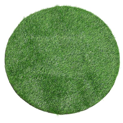 Toyvian Césped Artificial para Exteriores Redondo 90 CM Diámetro Tapete de Césped Verde Simulación 25 CM Grosor Alfombra Sintética Resistente para Patios Jardines y Entrenamiento de