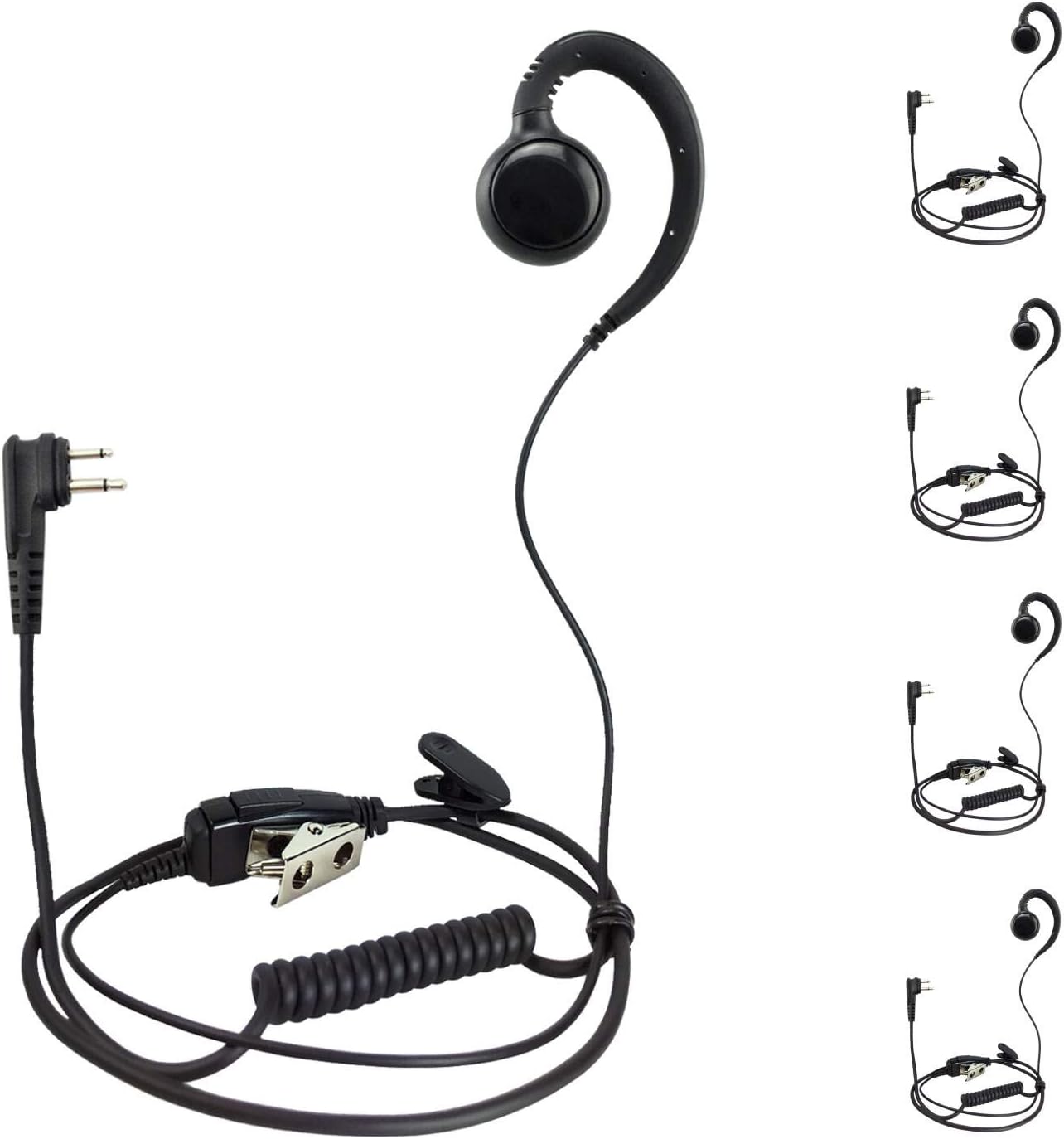PROMAXPOWER Two Way Radio Swivel Headset Earpiece PTT for Motorola CP150 CP200 CP450LS RMU2080D CLS1110 CLS1410 (5 Pack)