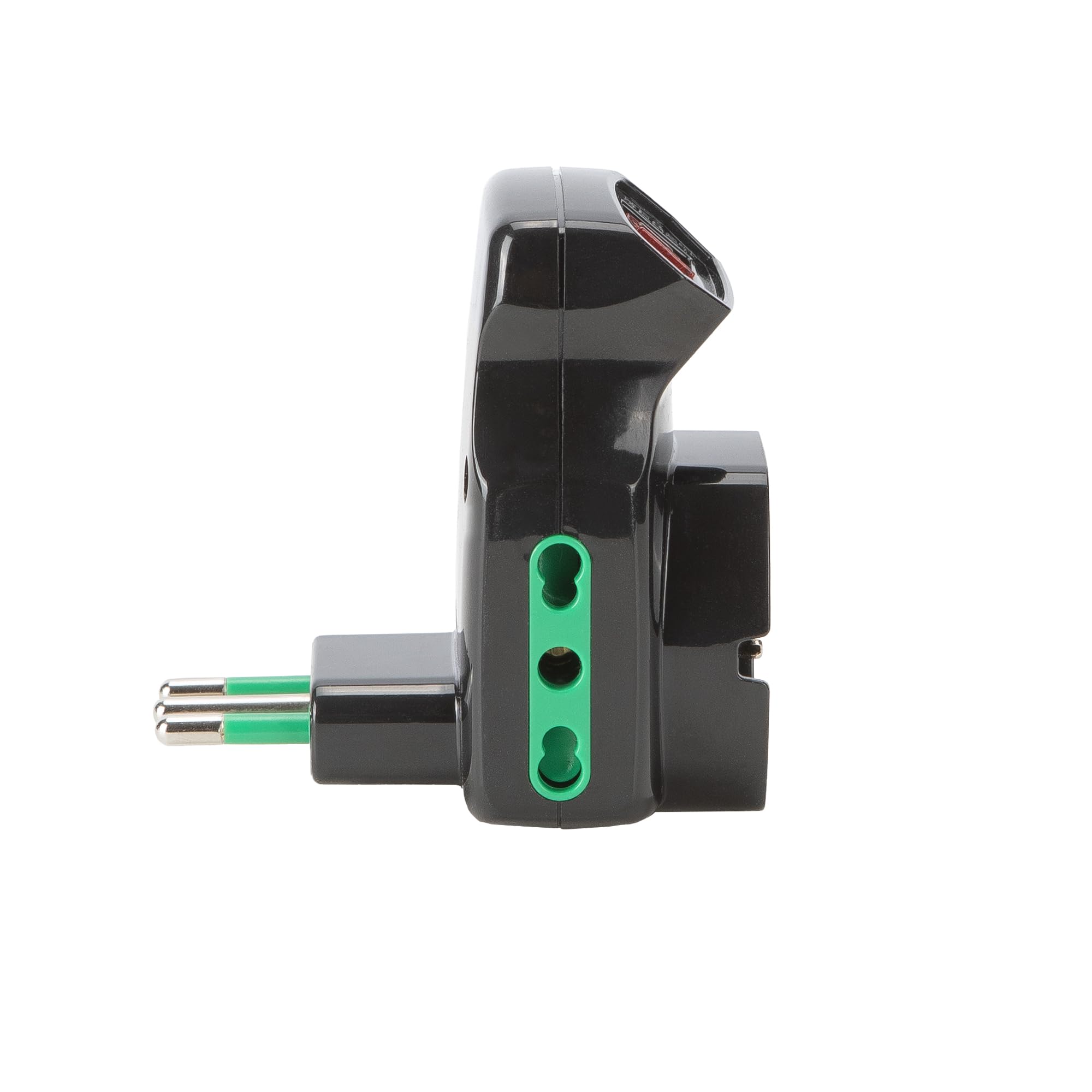 FANTON Adattatore triplo spina piccola 10A 2 prese bipasso 16A 1 presa bipasso italo/tedesca schuko con interruttore protezione sovraccarico NERO