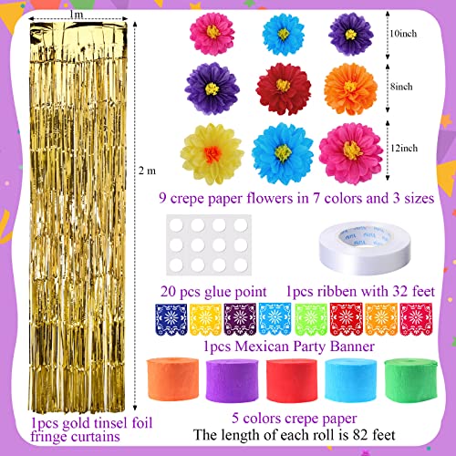 Taobary 16 Pcs Mexican Paper Flowers Mexican Party Decorations Streamer Backdrop And Papel Picado Banner Mexico Fiesta Party Decorations Supplies Set For Cinco De Mayo Party Wedding Birthday  thumb #1