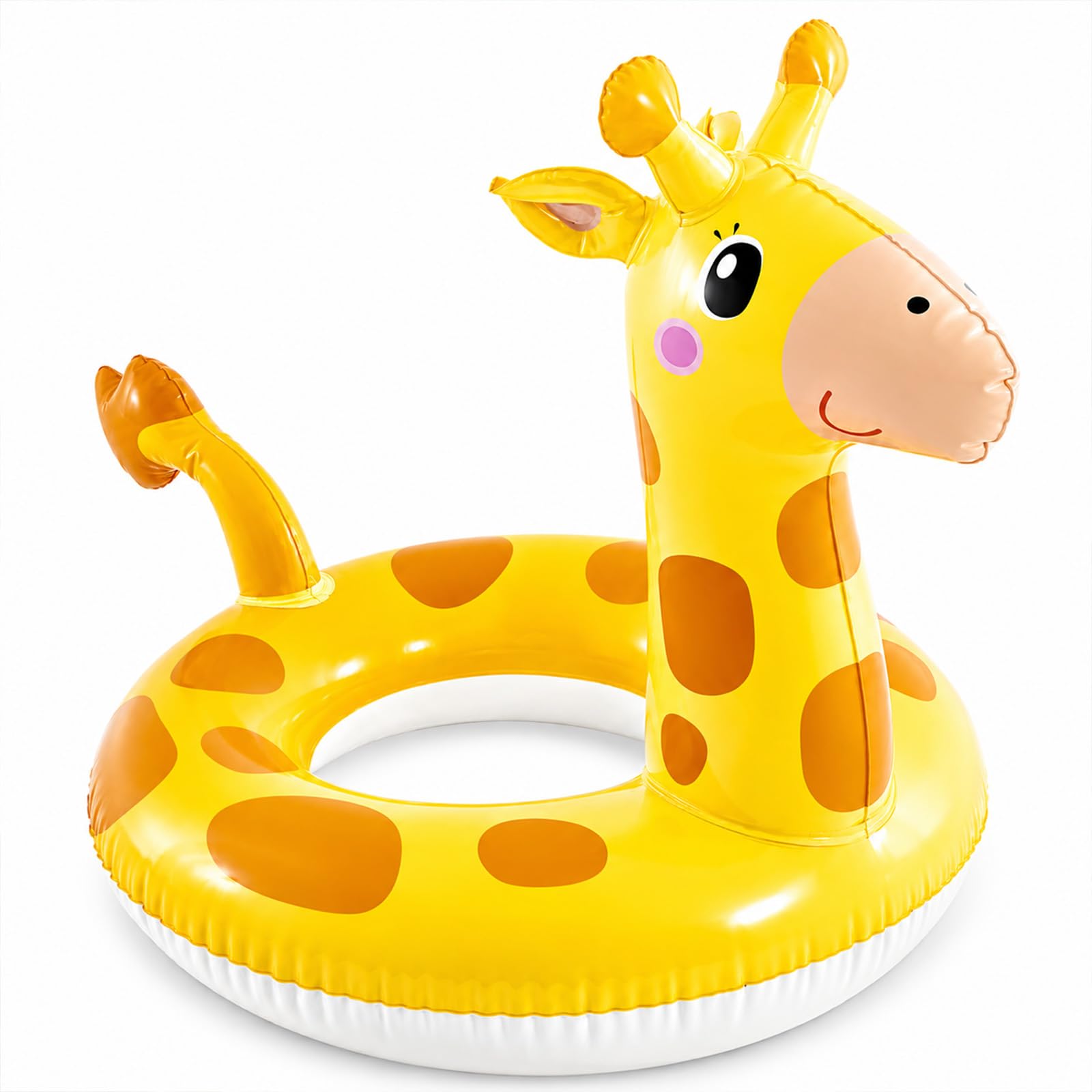 Yellow Giraffe Swimming Ring,Pool Float,Inflatable Float 68 x 66 cm,PVC Swim Ring for Beach Summer Water Party,Inflatable Water Toy Lounger,Holiday Photo Prop,Travel Accessory Garden Resort Patio
