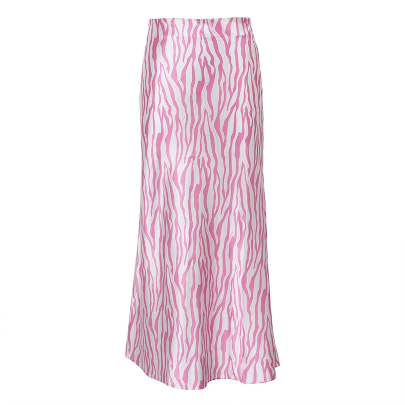 UYHBCNQD Fishtail Women's Maxi Skirts Print Midi Long Skirt with Zipper(Light Pink,Lagre)