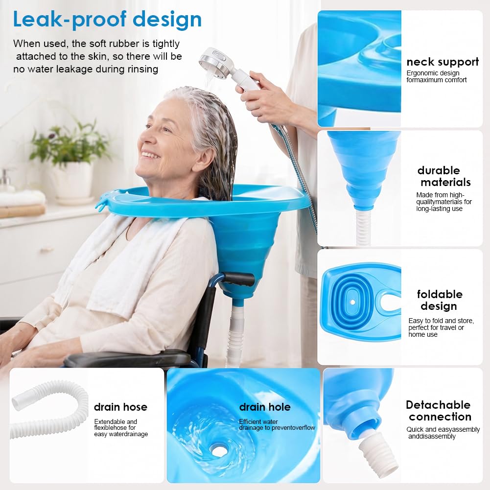 Haarwaschbecken für Bettlägerige, Mobiles Shampoo Waschbecken, Faltbares Haarwaschbecken, Tragbares Haarwaschwanne Waschbecken mit Drainage für Senioren, Schwangere, Salon, Kinder