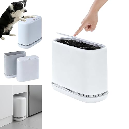 MUEE Dog Proof Trash Can, 3 Gallon Slim Bathroom Trash Can with Locking Lid, Compact Narrow Waste Bin for Bathroom, Kitchen, Office, Bedroom, White