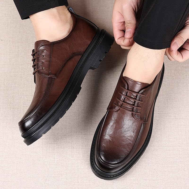 Men's Platform Dress Shoes Fashion Classic Lace Up Leather Heels Mens Brogue Oxfords Shoes2