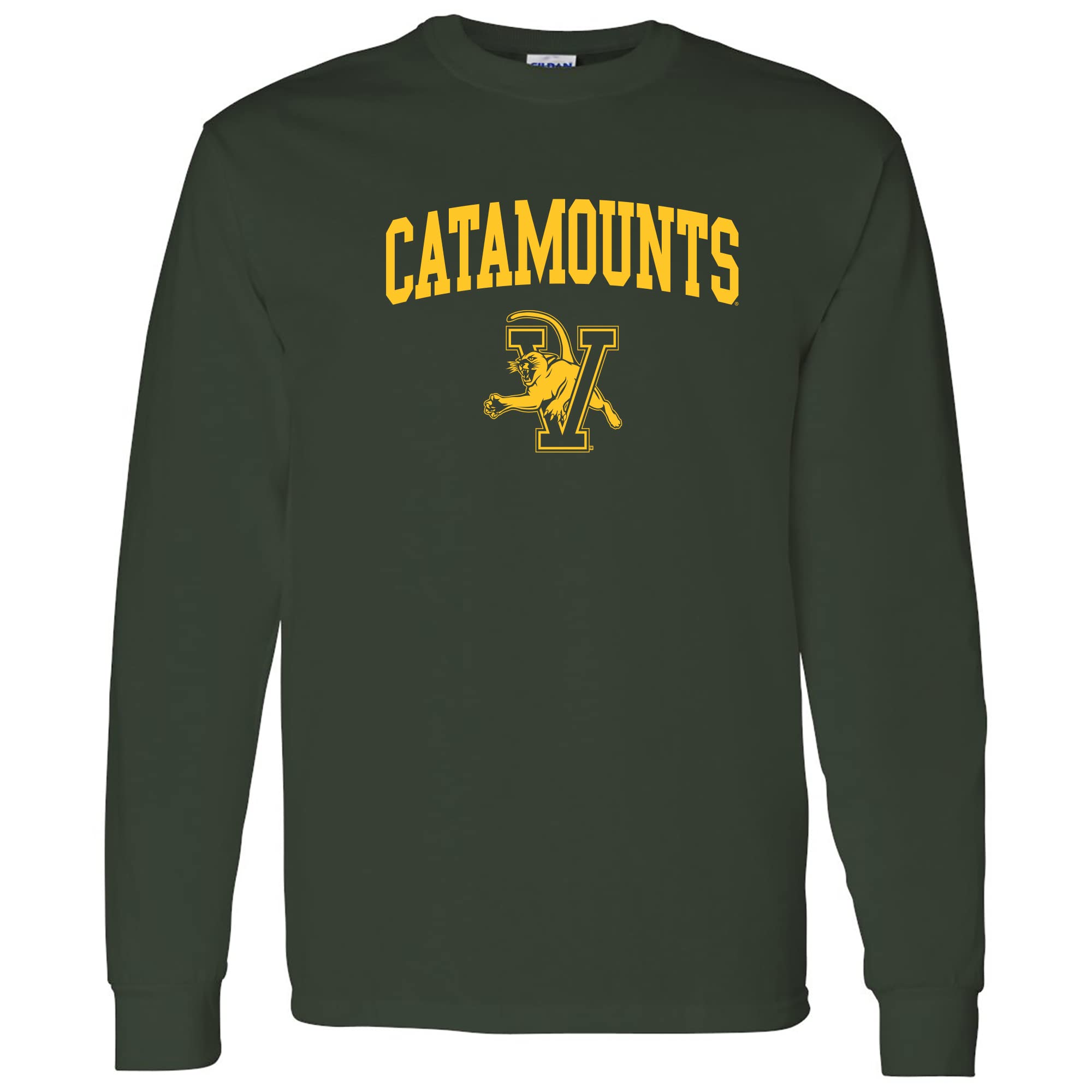 NCAA Officially Licensed College - University Team Color Arch Logo Long Sleeve, Vermont Catamounts Forest, S