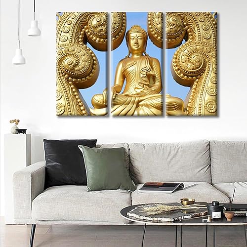 Vista 332 de TUMOVO Wall Art for Living Room Buddha Sculpture Flower Paintings Canvas Wall Art 3 Panel Wall Art Canvas Artwork Wall Decor Large Wall Decor Canvas