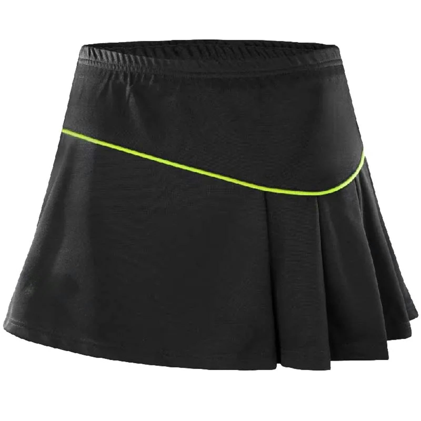 Tennisrock Damen Frauen Plissee Tennis Shorts Sommer Elastisch Weich Atmungsaktiver Sport Kurzer Rock Anti-Exposition Casual Rock Hose-schwarz 3color-XL