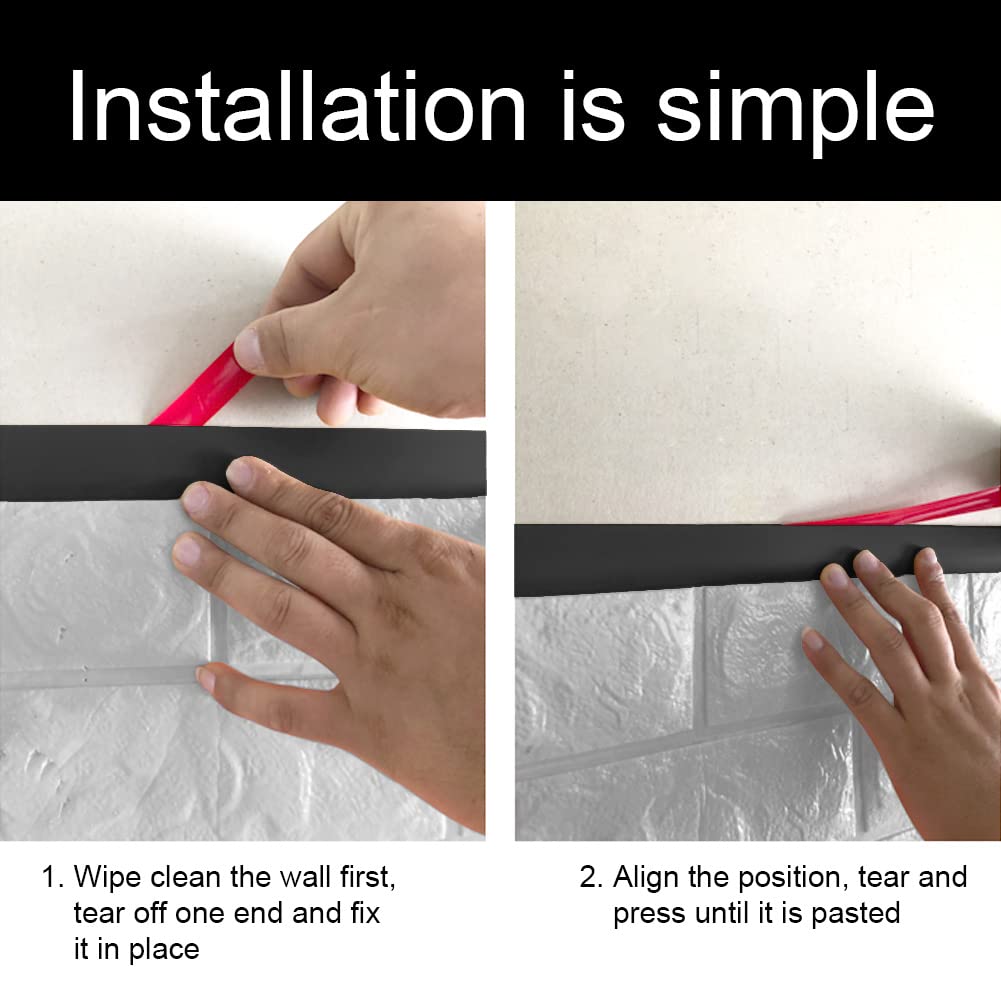 12ft Flexible Transition Strip - Self Adhesive Carpet To Tile Edging Trim For Doorways (Black)