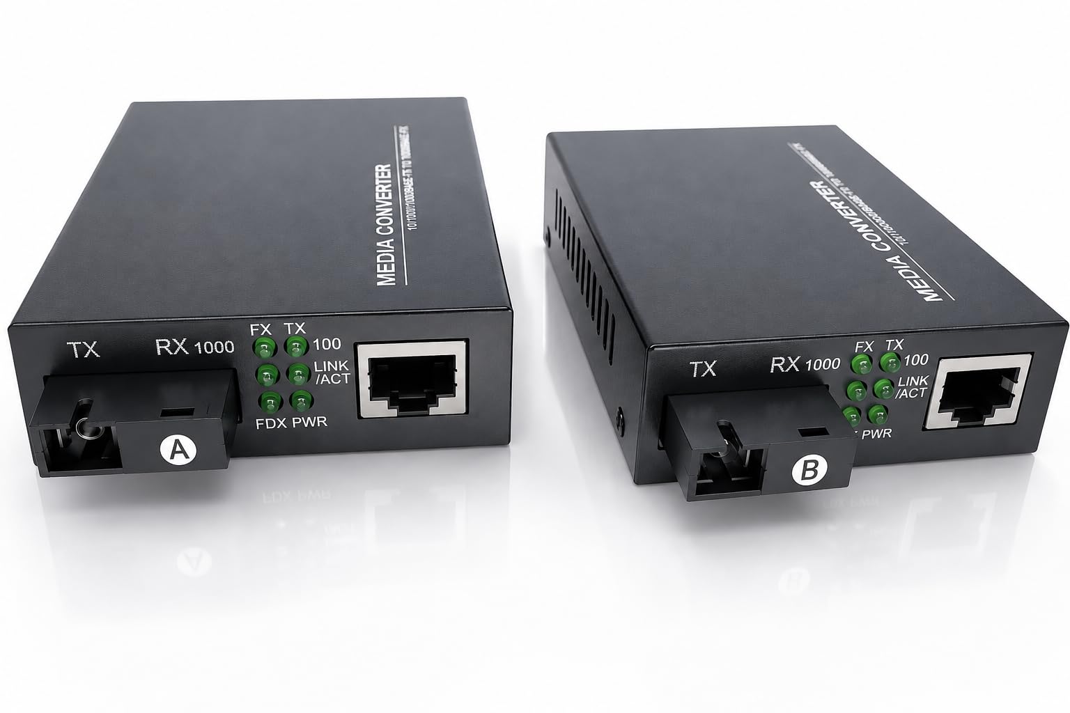Elfcam 2 Pack Convertitori Ethernet a Fibra 10/100/1000M SC Monomodale 20KM