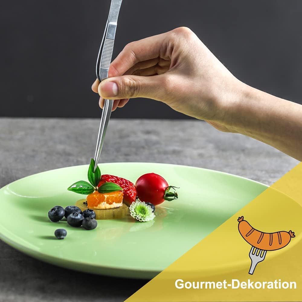 Roestvrijstalen gebogen pincet voor de keuken, 3 stuks, keukenpincet