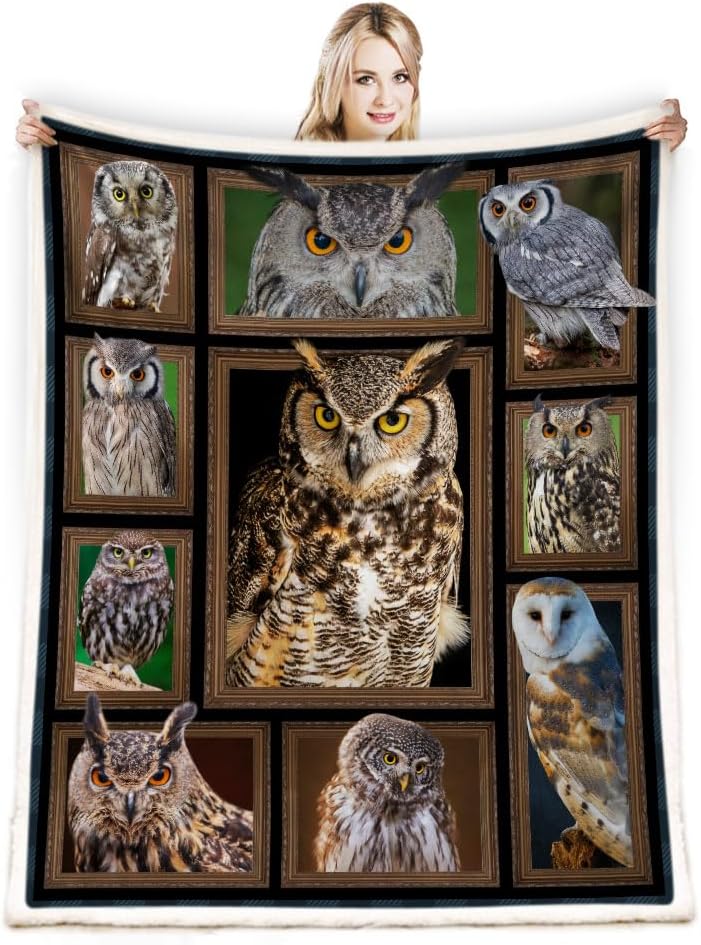 Owls Gifts for Women & Men - Owl Decor Fleece Throw Blanket, 50''x60'', Perfect for Owl Lovers, Home Decor - Image 4