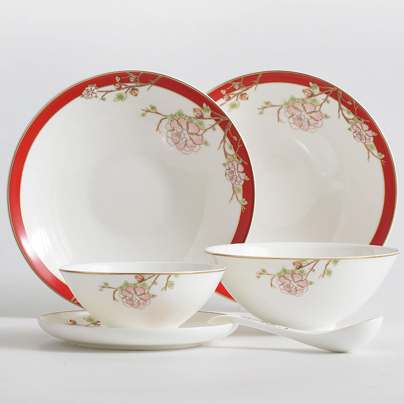 6-częściowy zestaw obiadowy Fine Bone China Zestawy obiadowe Porcelanowa zastawa stołowa, zestawy talerzy i misek, zestawy naczyń obiadowych po 6 szt.