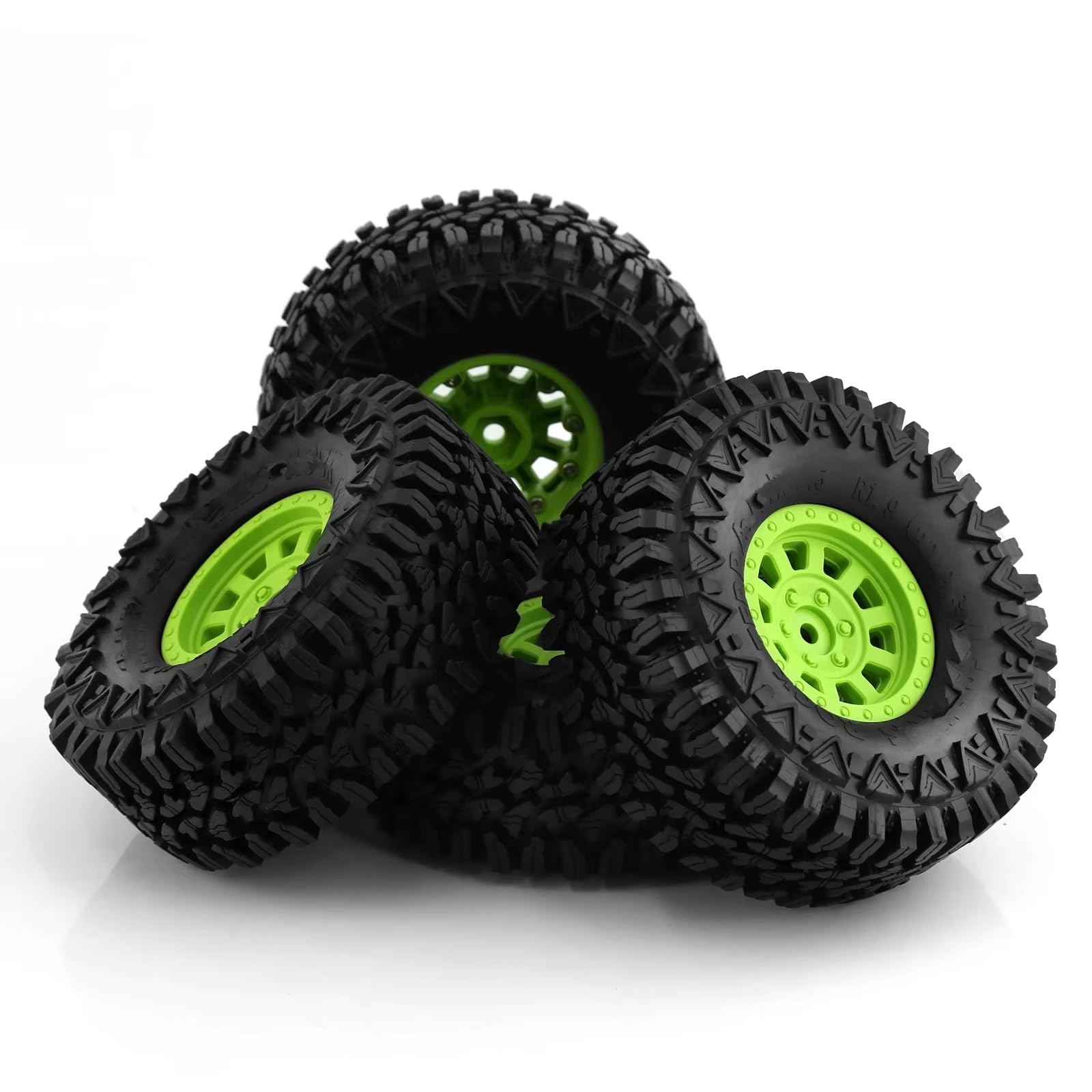RC Ruote Gomma Compatibile Con Traxxas Per TRX4 D90 Per Axial Per SCX10 II III Per Redcat Per MST 1/10 RC Crawler Car Set Di Cerchi E Pneumatici Beadlock Da 1,9"(Green)