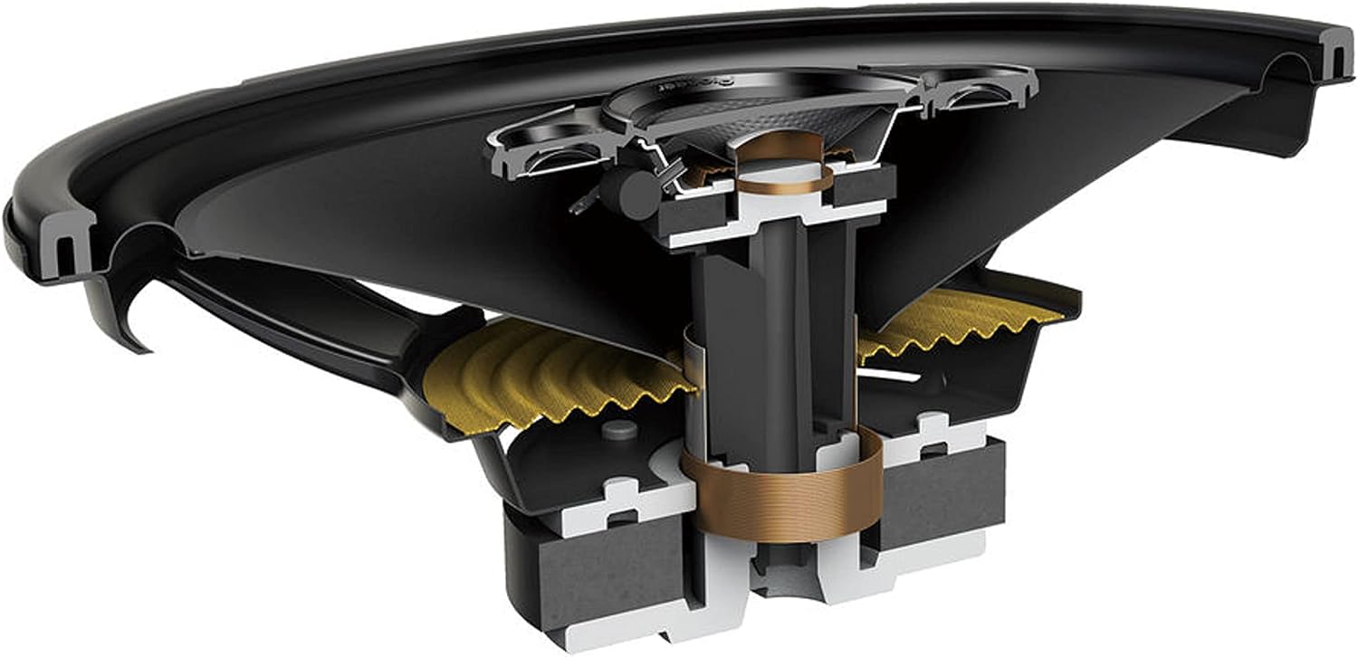 Pioneer TS-A6880F 6" x 8" 350 Watts Max Power A-Series 4-Way Car Audio Coaxial Speakers Pair with Fiber Cone Midrange / FREE ALPHASONIK EARBUDS
