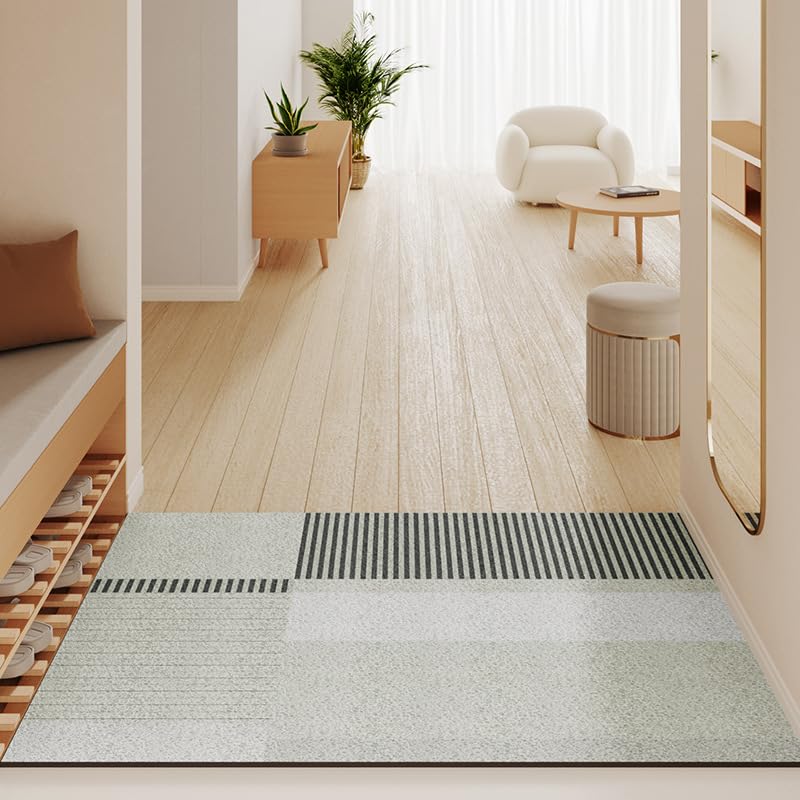 Tapis de sol antidérapant lignes grises lavable et découpable sur mesure