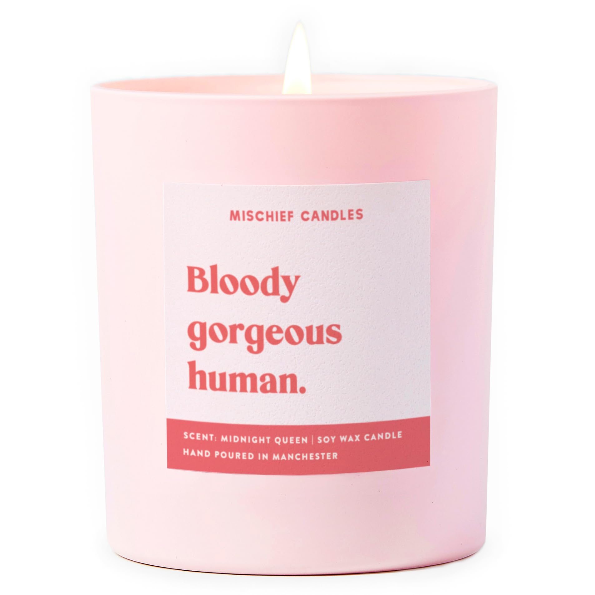 Mischief Candles Pink Funny Friendship Gift For Her Friend Gifts Scented Soy Wax Candle (Bloody Gorgeous Human)
