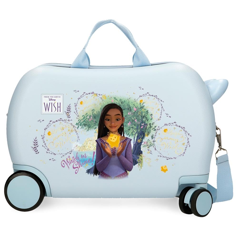 Disney Joumma Bags, Wish Watch us Shine, Maleta Cabina, Maleta Infantil, Fabricada en ABS, un Material rígido y Ligero, Ruedas Delanteras Dobles de Giro multidireccional, Múltiples Formas de Usarlo.