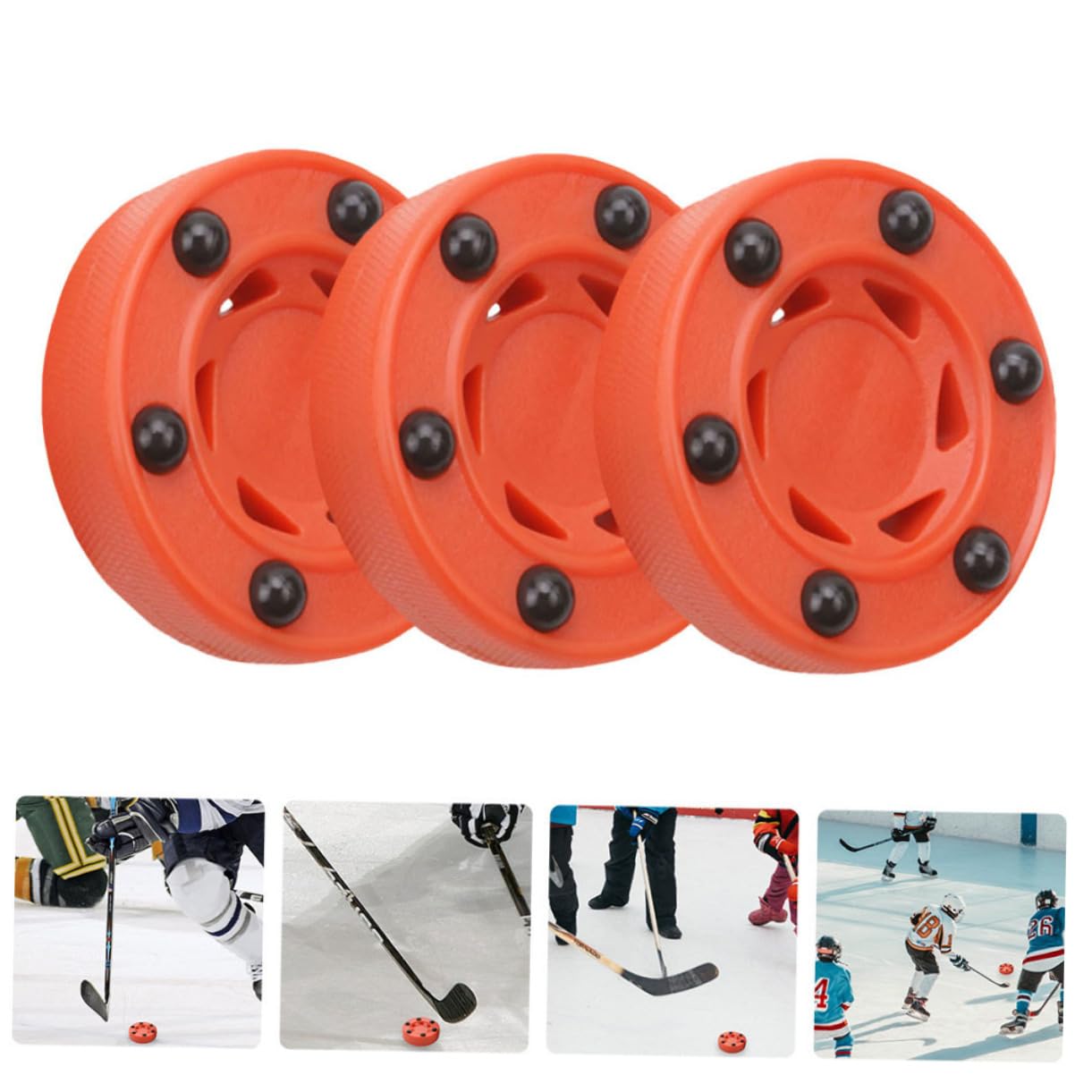 HEMOTON 5 Ensembles Palet Hockey Hockey Rondelle De Hockey De Rue Jeu Roller Hockey Puck De Hockey pour Entraînement Rondelle D'entraînement De Hockey en Ligne Nylon Rouge 3 Pièces * 5