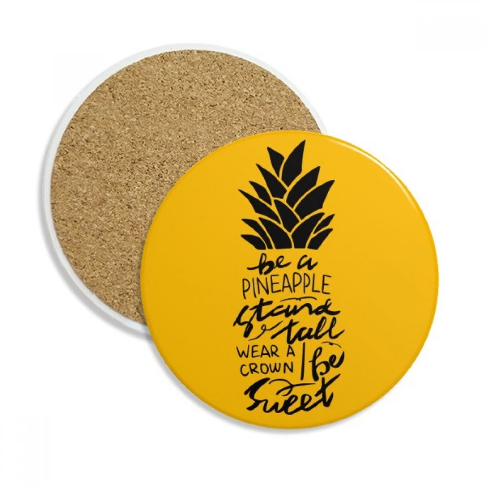Dessous de verre en céramique Sweet Ananas Jaune, l'élégance de la pierre absorbante pour vos verres