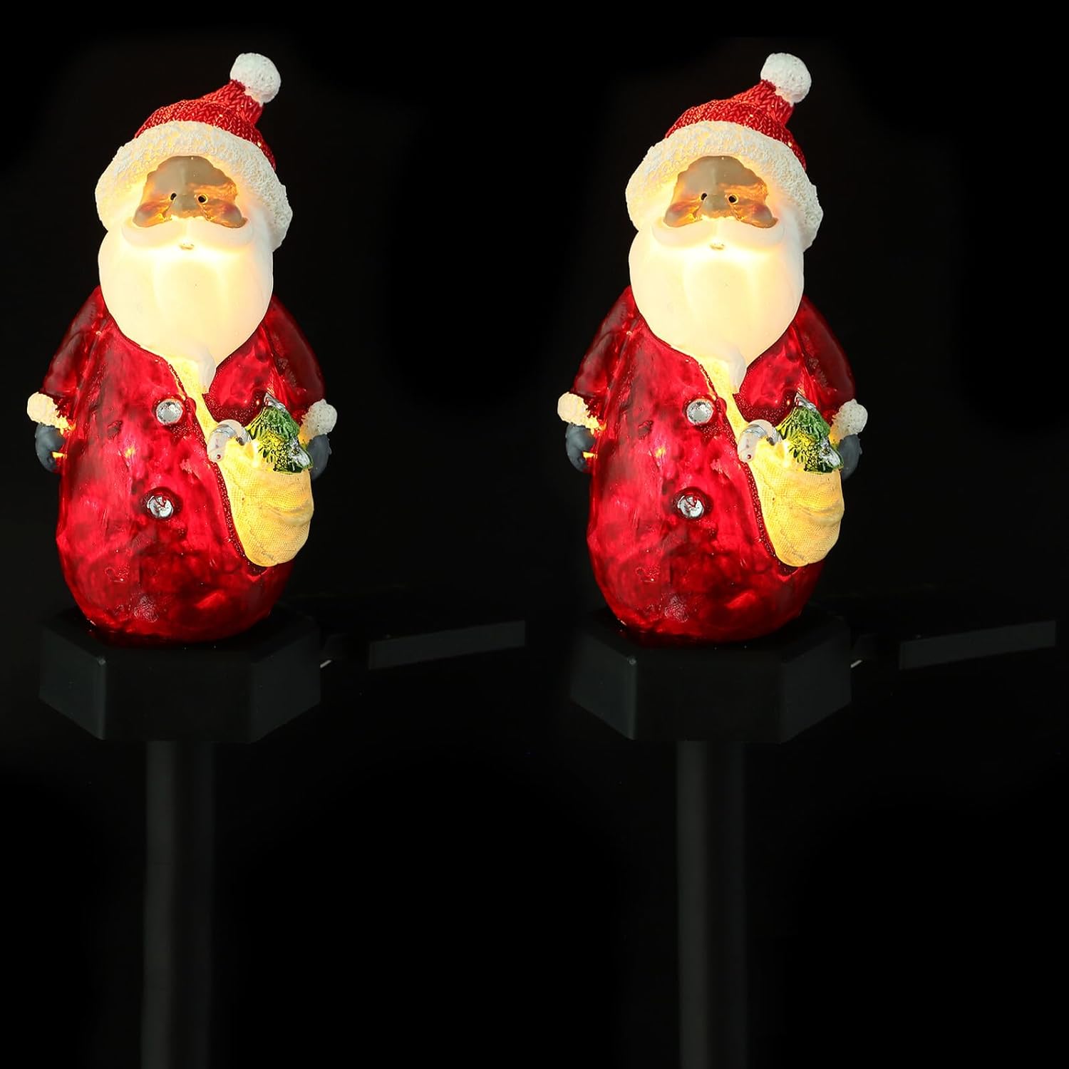 Kisangel Solar Lawn Stake Lamp Christmas Santa Figurine Outdoor Garden Lights 2pcs Solar-Powered Landscape Lighting for Yard Pathway Holiday Decoration