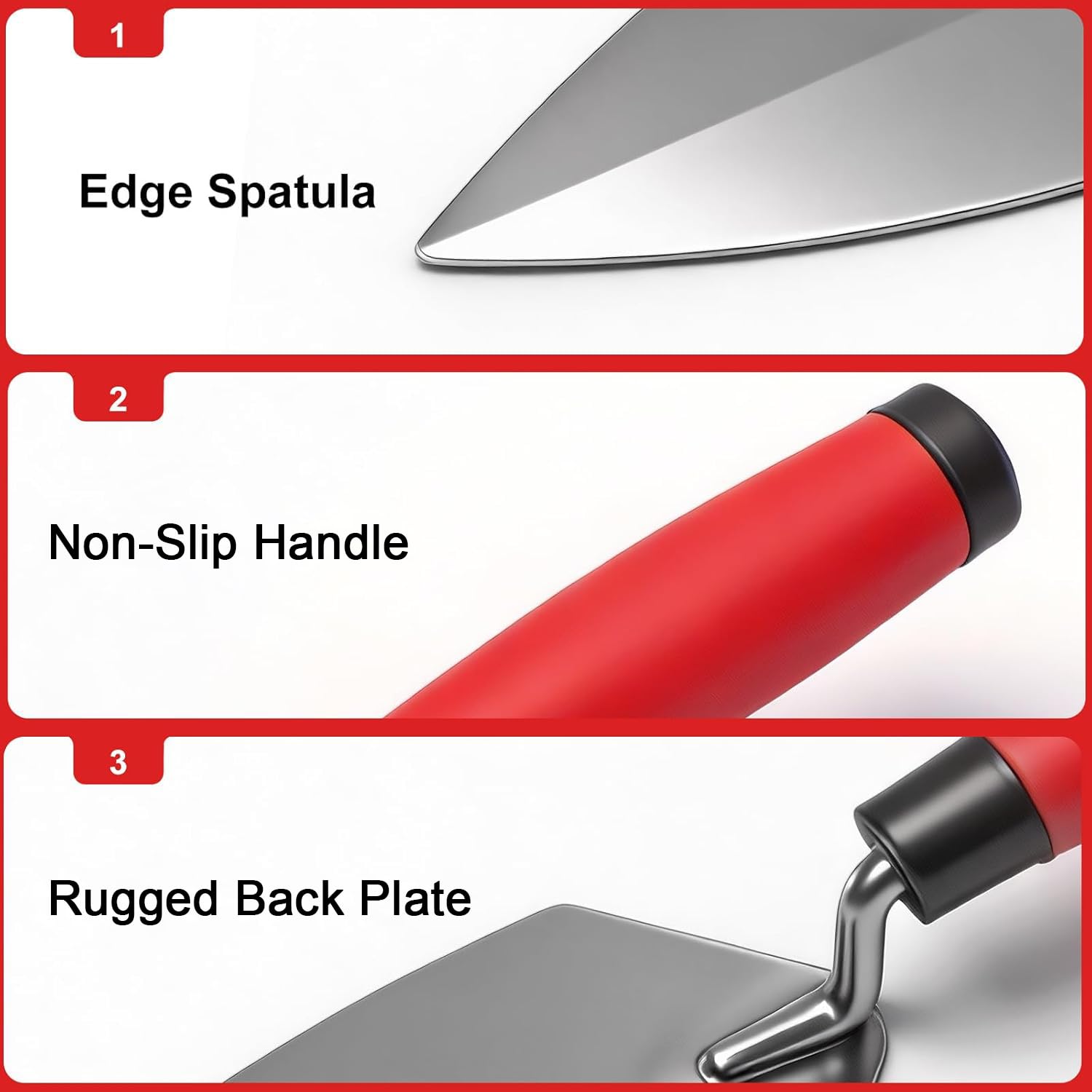6-Pieces Masonry Hand Tool Set, Brick, Pointing, Margin, Tuck Pointing Trowel & Convex Brick Jointer — Amazon image 4
