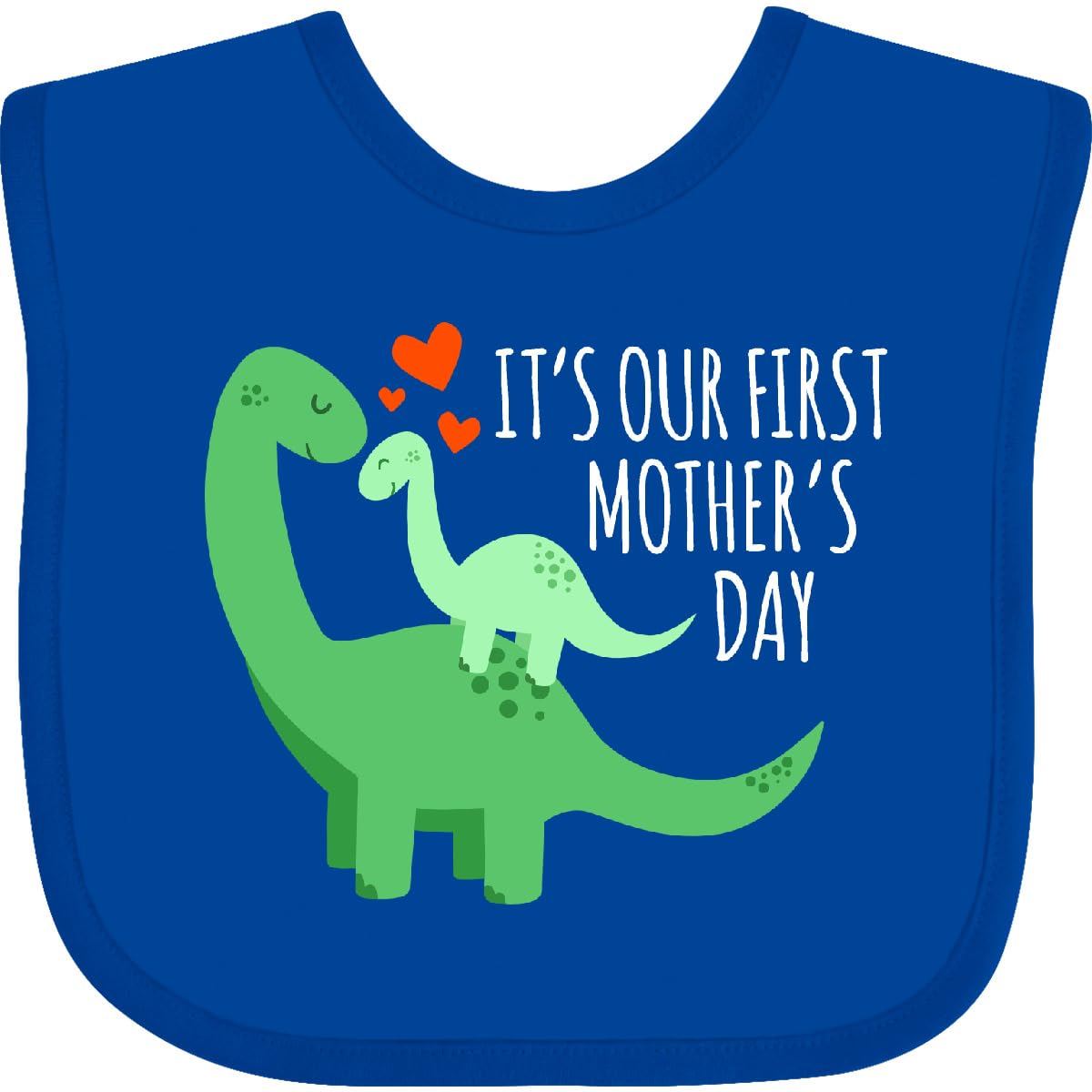 inktastic It's Our First Mother's Day Cute Dinosaur Family with Hearts Baby Bib