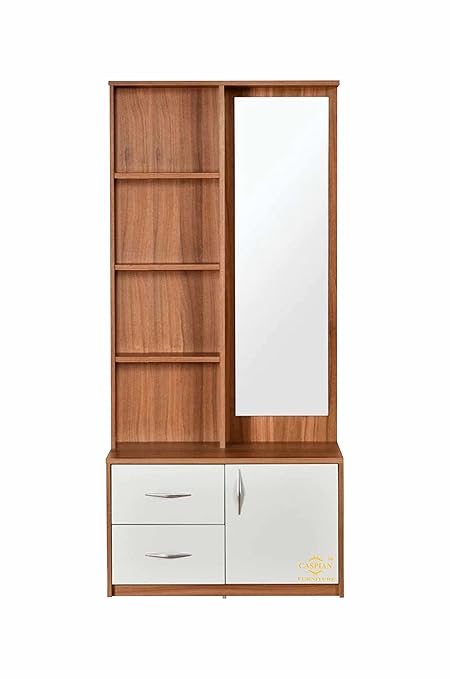 Caspian Furniture Engineered Wood Dressing Table with Mirror & 8 Shelves and 2 Drawer || Make up Table/Dressing Table || Organizer for Room || Dressing Table with Storage